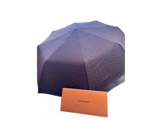 Montsouris Guarda-chuva Louis Vuitton Marrom Escuro Pele Castanho escuro