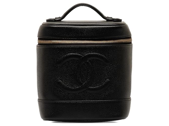 Chanel Black CC Caviar Vanity Case Leather  ref.1294261