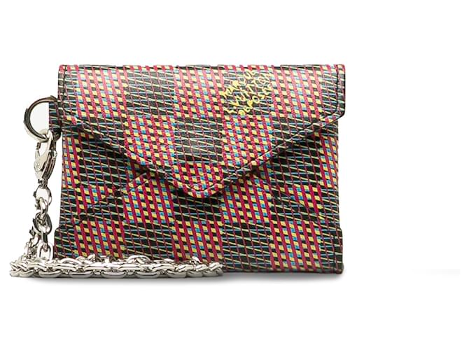 Pochette collier Louis Vuitton rouge Damier Pop Kirigami sur chaîne Toile  ref.1294273