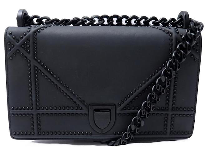 Christian Dior SAC A MAIN DIOR DIORAMA ULTRA BLACK CUIR MAT BANDOULIERE HAND BAG PURSE Noir  ref.1294392
