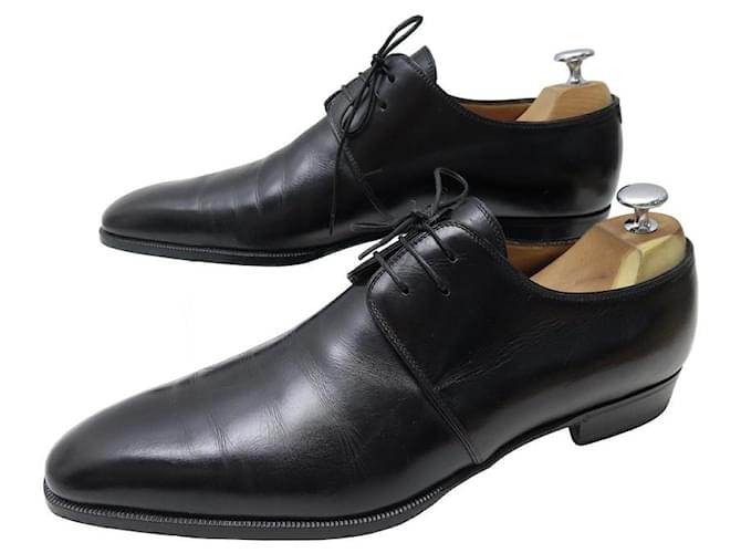 CHAUSSURES AUBERCY 3 OEILLETS 9.5 43.5 DERBY CUIR NOIR BLACK LEATHER SHOES  ref.1294397