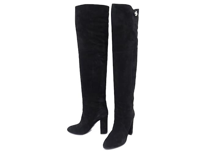 CHRISTIAN DIOR SHOES TRIBAL Thigh High Boots 38 BLACK SUEDE BOOTS BOOTS  ref.1294443