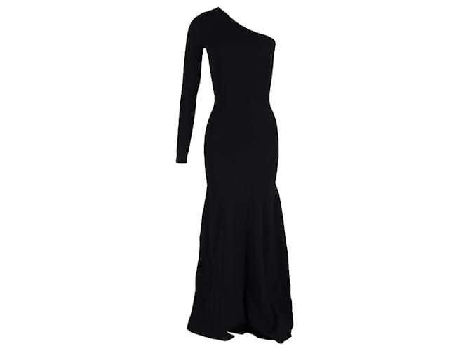 Victoria Beckham Kleid mit One-Shoulder-Ärmeln aus schwarzer Wolle   ref.1294470