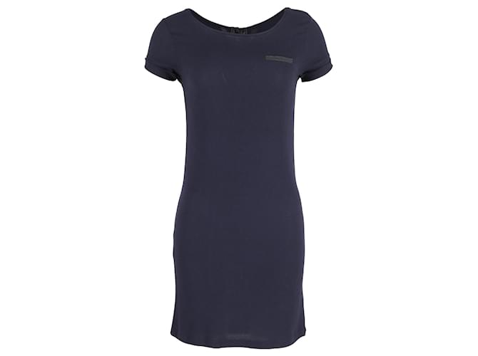 Sandro Paris Fitted Dress in Navy Blue Viscose Cellulose fibre  ref.1294484