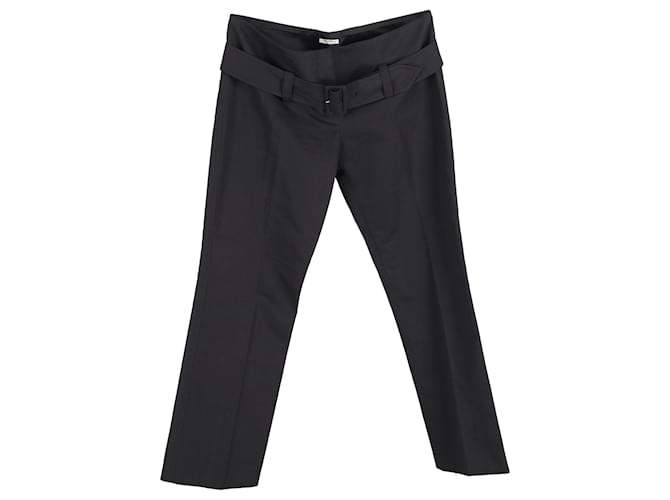 Pantalones Miu Miu de talle bajo con cinturón en algodón negro  ref.1294495