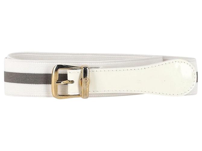 Dolce & Gabbana Striped Buckled Belt in White Nylon and Leather  ref.1294503
