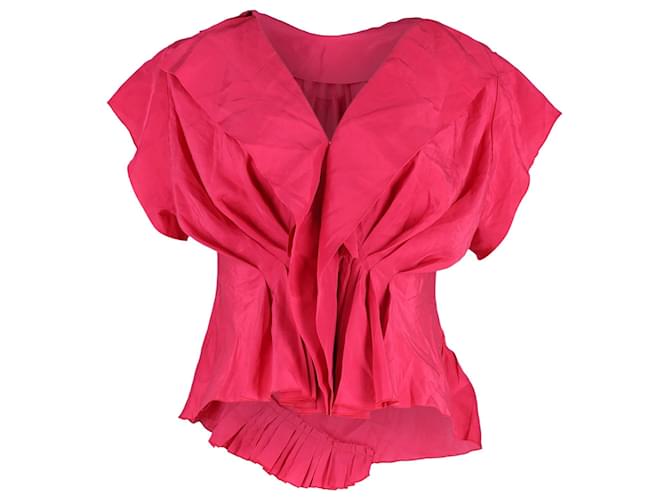 Nina Ricci Pleated V-neck Top in Pink Silk  ref.1294513