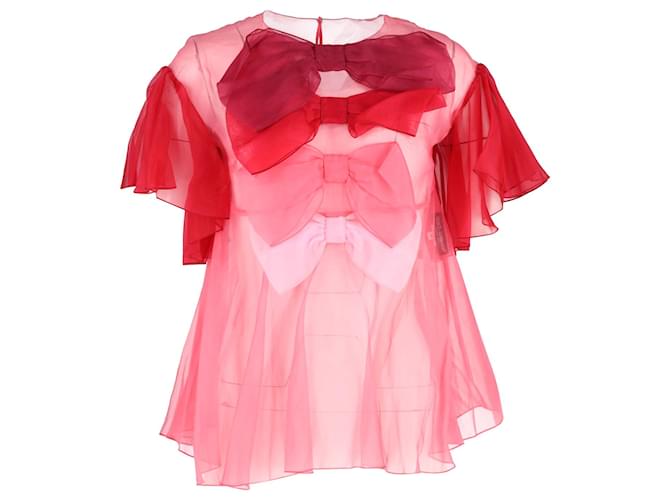 Dolce & Gabbana Top con fiocco trasparente in chiffon rosa  ref.1294529