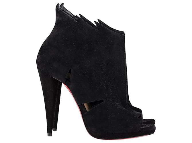 Christian Louboutin Belfeconica Cutout Accent Slingback Sandals in Black Suede  ref.1294532