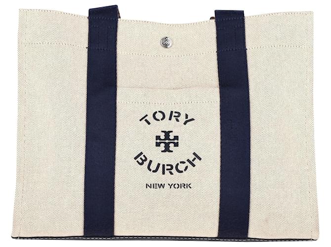 Tory Burch Bolso tote Tory en lona de algodón color crema Blanco Crudo Lienzo  ref.1294536