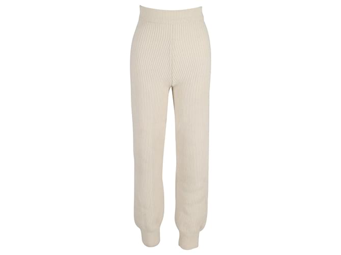 Autre Marque The Frankie Shop Ribbed Track Pants in White Wool Beige  ref.1294537
