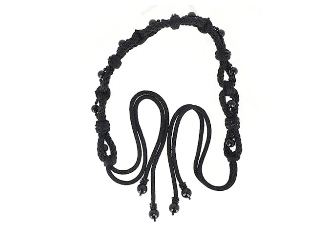 Cintura Saint Laurent in corda con perline in nylon nero  ref.1294564