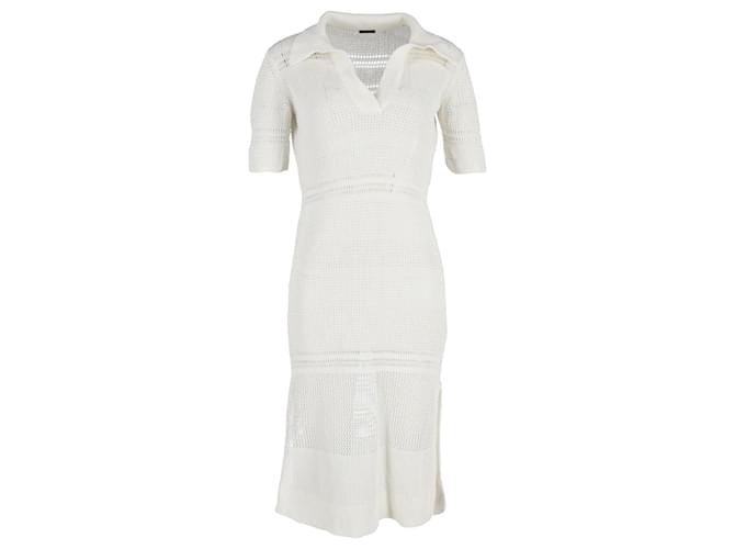 Joseph Knitted Midi Dress in Cream Viscose White Polyester  ref.1294567