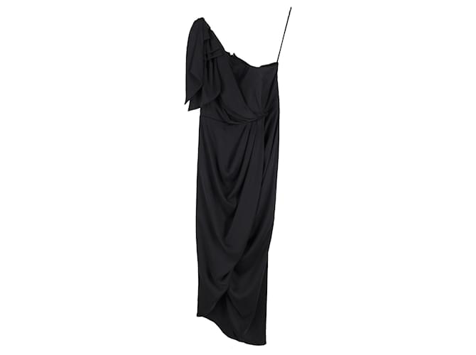 Robe délavée drapée à une épaule Zimmermann en soie noire  ref.1294581