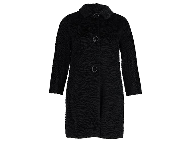 Max Mara Textured Coat in Black Polyester  ref.1294591