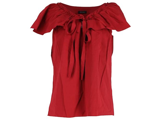 Marc Jacobs Ruffled Tie-Neck Top in Red Cotton  ref.1294596