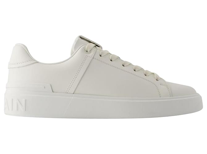 Zapatillas B-Court - Balmain - Piel - Blanco Cuero Becerro  ref.1294617