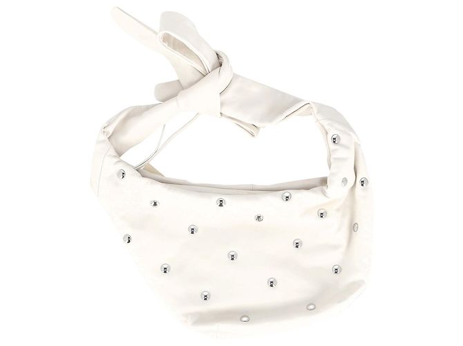 Sac Noeud Ornementé Maje en Cuir Blanc