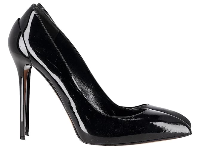 Zapatos de tacón en punta Alexander McQueen en charol negro Cuero  ref.1294666