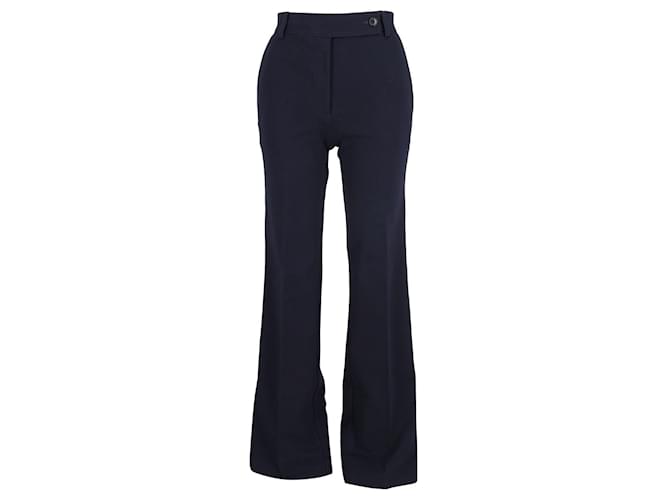 Pantalon évasé Victoria Beckham en coton bleu marine  ref.1294667