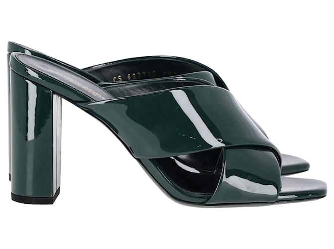 Saint Laurent LouLou Mule Sandals in Green Patent Leather  ref.1294678