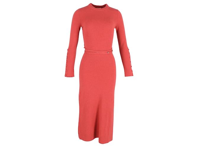Altuzarra Alice Belted Midi Knit Dress in Orange Cashmere Wool  ref.1294680