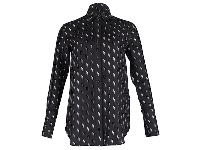 Victoria Beckham Printed Button-Up Shirt in Black Silk  ref.1294684