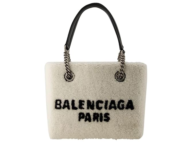 Borsa shopper Duty Free S - Balenciaga - Pelliccia finta - Beige  ref.1294698