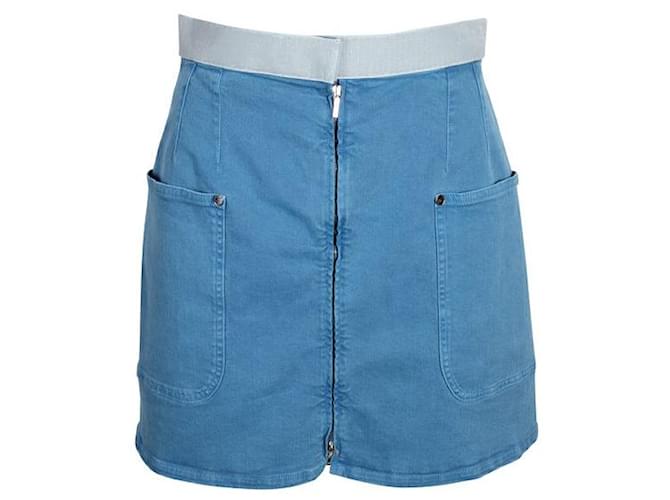 Chanel Minigonna di jeans a vita alta blu con zip Cotone  ref.1294718