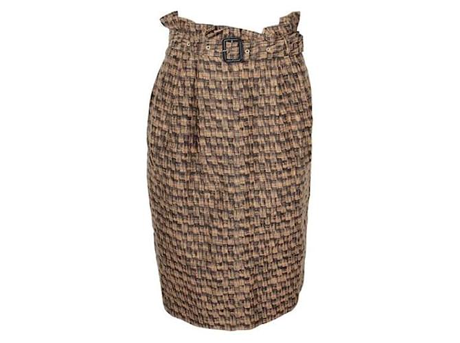 Burberry London Brown Skirt with Belt Silk Cotton  ref.1294719