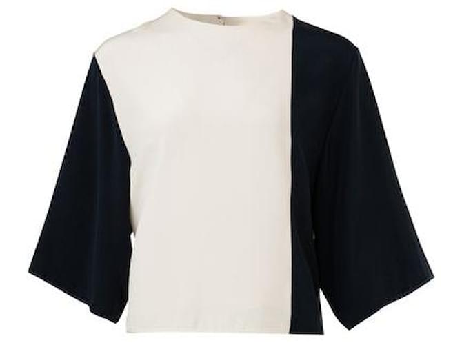 Autre Marque Two-tone colour block blouse White Silk Polyester Viscose Elastane  ref.1294740