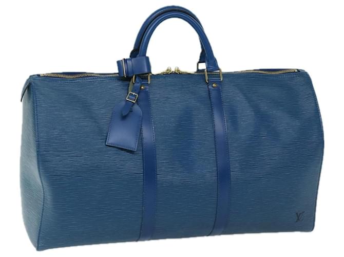 Louis Vuitton Keepall 50 Azul Couro  ref.1294791