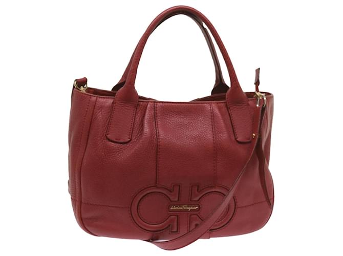 Salvatore Ferragamo Hand Bag Leather 2way Red Auth bs12366  ref.1294923