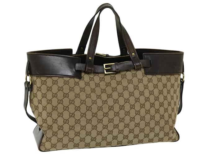 GUCCI GG Lona Tote Bag Bege 106251 Auth yk10789  ref.1294957