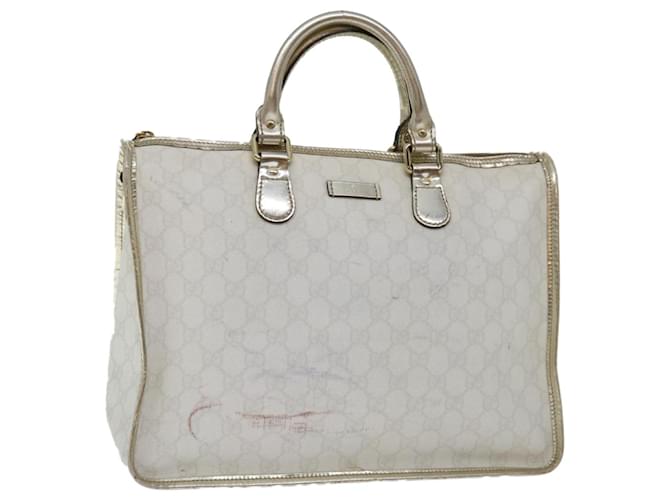 GUCCI GG Supreme Hand Bag PVC Leather White 190259 auth 67222  ref.1294969
