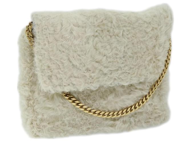 Céline CELINE Chain Shoulder Bag Wool White Auth 66964  ref.1294970