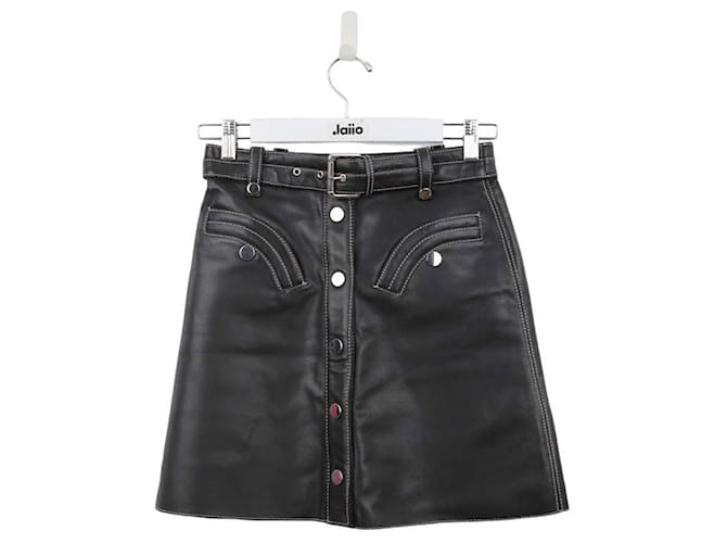 Maje Leather Mini Skirt Black  ref.1295016