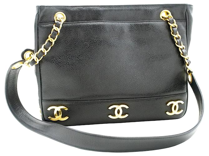 Chanel Triple coco Black Leather  ref.1295176
