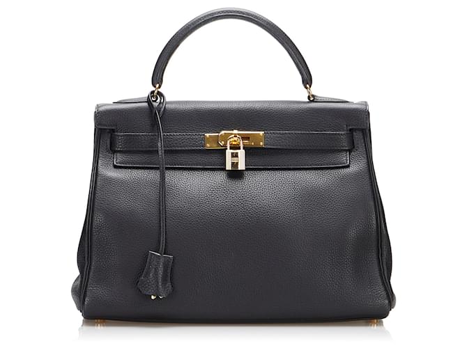 Kelly Hermès HERMES Handbags Pochette Accessoire Black Leather  ref.1295243