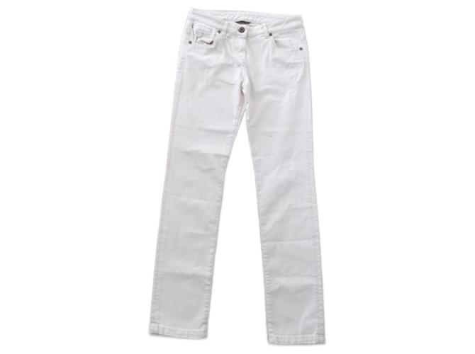Brunello Cucinelli Pantalones, leggings Blanco roto Algodón  ref.1295324