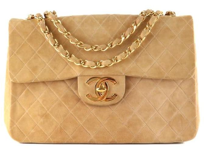 CHANEL Handbags Timeless/classique Beige Leather  ref.1295392