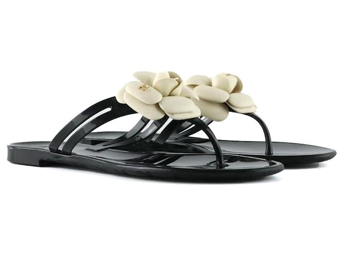 Chanel sandals Black Leather  ref.1295401
