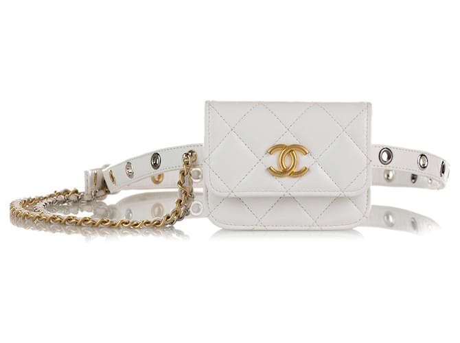 CHANEL Handbags Belt Bag White Leather  ref.1295422