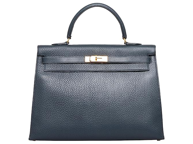 Hermès HERMES Handbags Kelly 35 Blue Leather  ref.1295433
