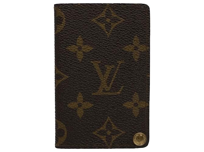 Louis Vuitton Porte carte crédit Pression Marrom Lona  ref.1295548