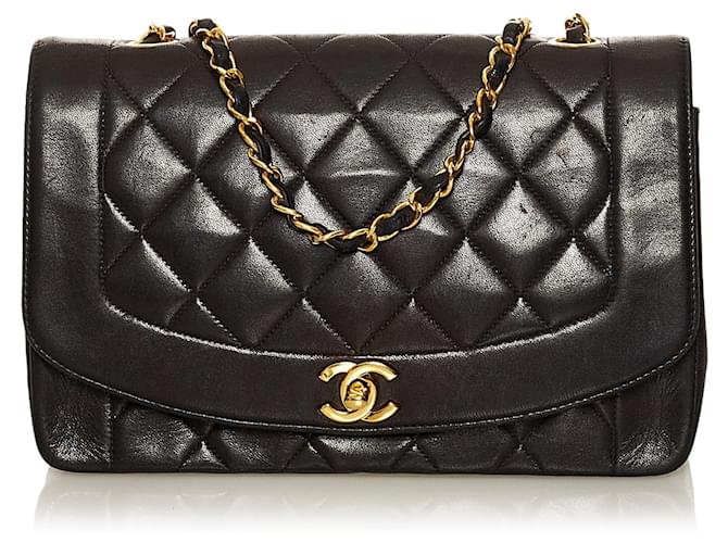 CHANEL Handbags Diana Black Leather  ref.1295733