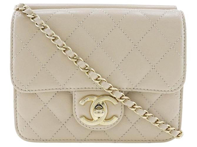 Timeless Chanel intemporal Bege Couro  ref.1295988