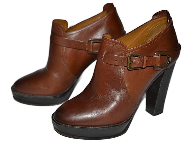 Ralph Lauren ankle boots Brown Leather  ref.1296001