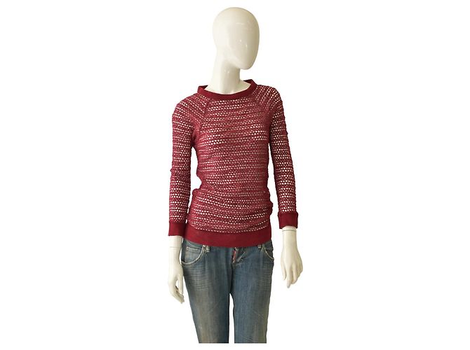 Blusa Isabel Marant Borgonha Perfurada Transparente Bordeaux