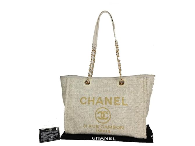 Chanel Deauville Toile Beige  ref.1296022